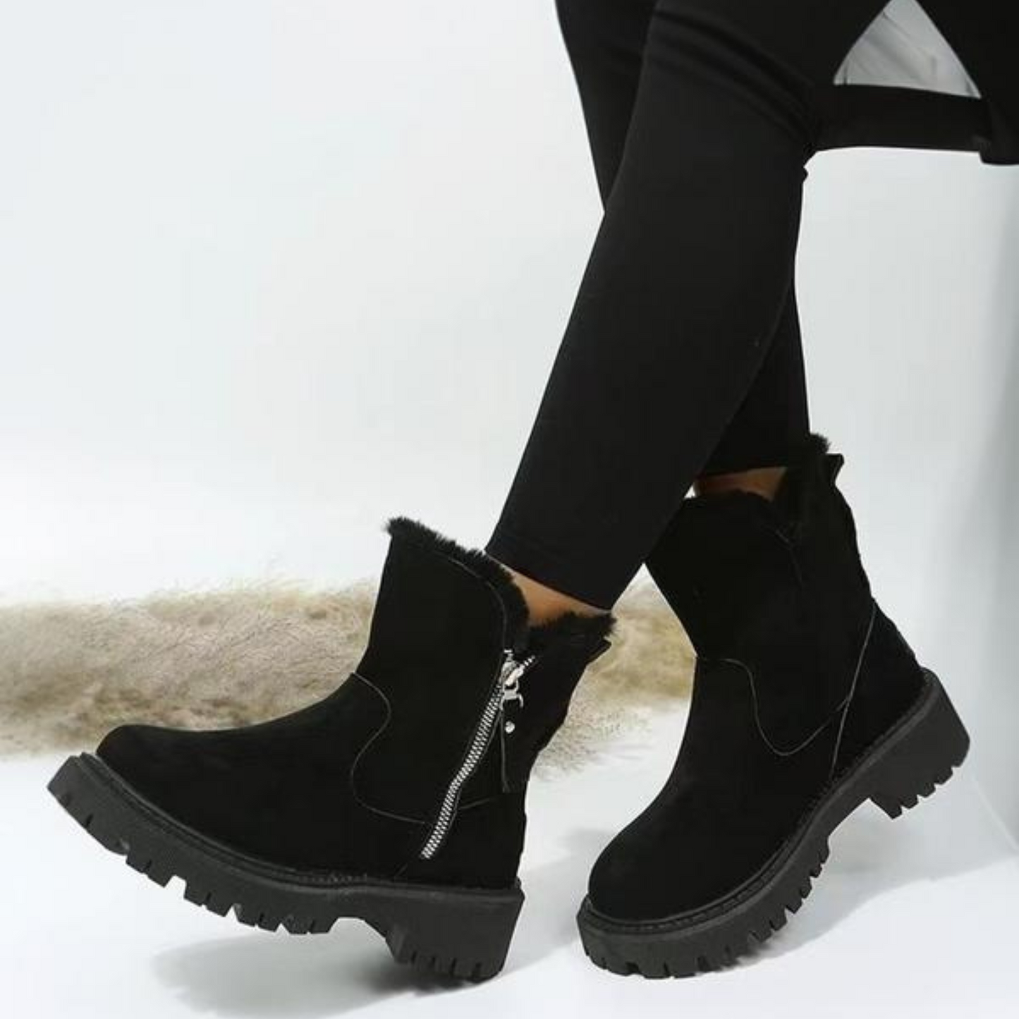 Lira | Bottes zippées à design patché à la mode | Bottes d'hiver décontractées et chaudes pour la neige