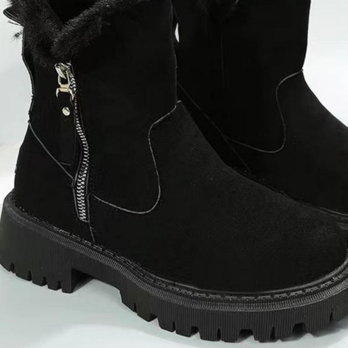 Lira | Bottes zippées à design patché à la mode | Bottes d'hiver décontractées et chaudes pour la neige